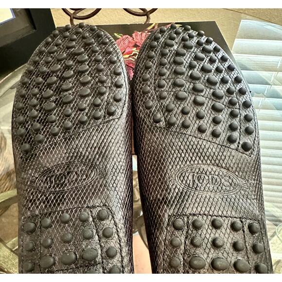 TOD'S Gommino Sliver Double T Leather Python Snake Effect Driving Shoes US 8 38 - Picture 7 of 9